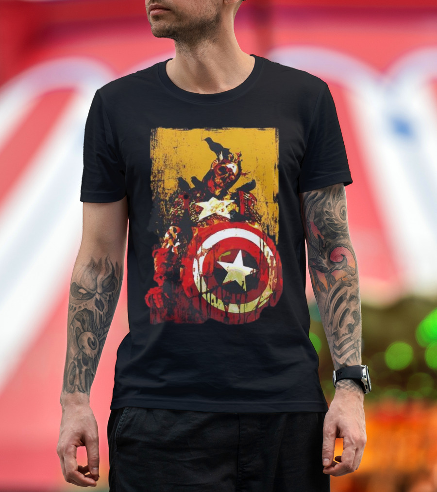 Marvel Zombies Captain America With Crows And Shield T-Shirt