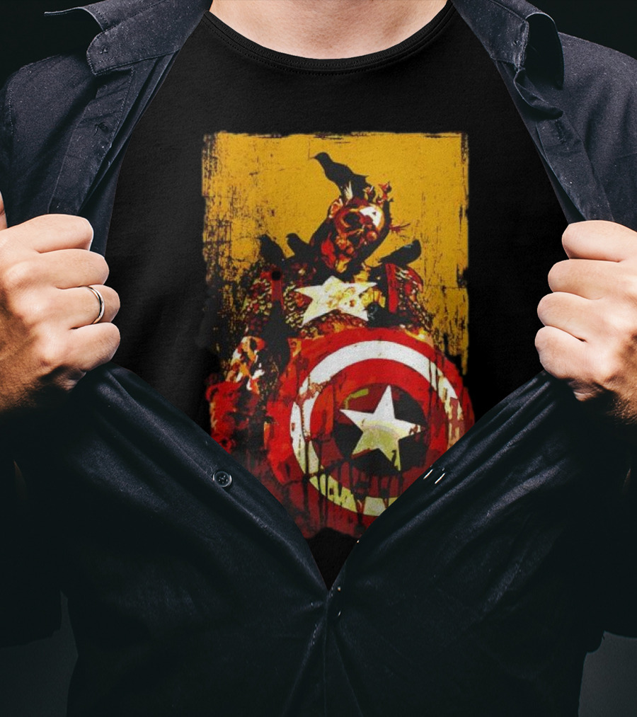 Marvel Zombies Captain America With Crows And Shield T-Shirt