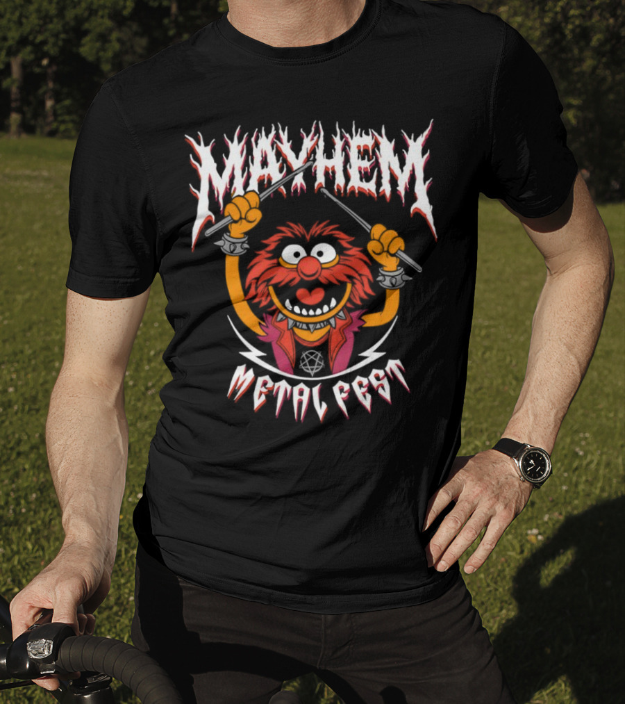 Mayhem Metal Fest Animal Muppets Character Rock Drummer T-Shirt