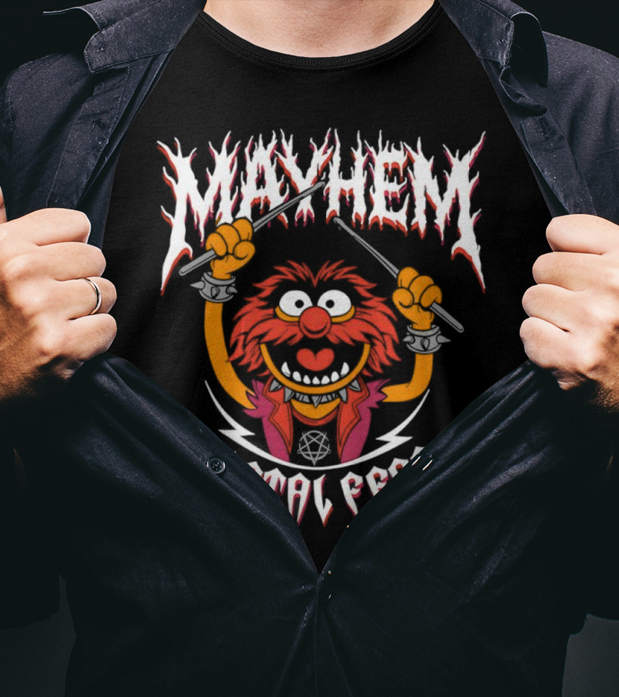 Mayhem Metal Fest Animal Muppets Character Rock Drummer T-Shirt