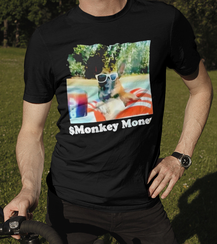 Monkey Money Dog German Shepherd Sunglasses Pool Float Chill T-Shirt