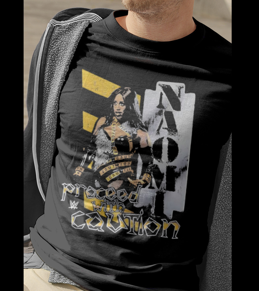 Naomi Proceed With Caution Bold Yellow And White T-Shirt