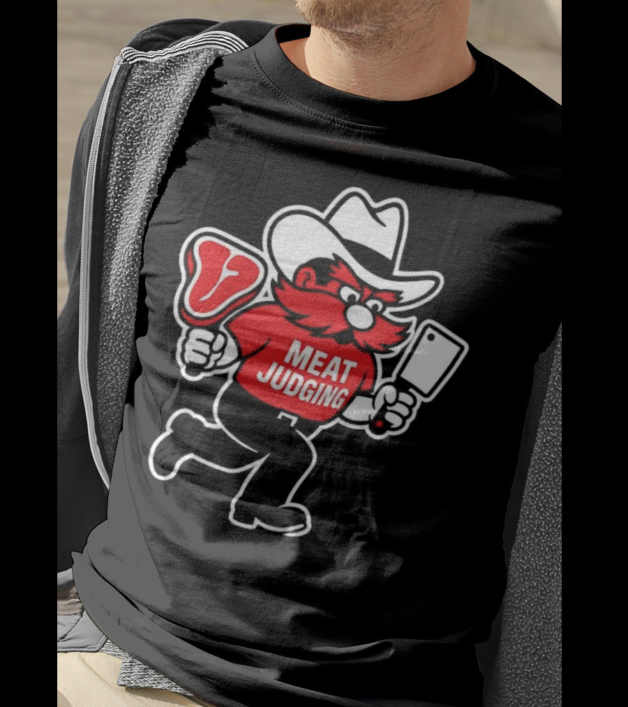 Raider Red Meat Judging Steak Cleaver Cowboy Hat T-Shirt