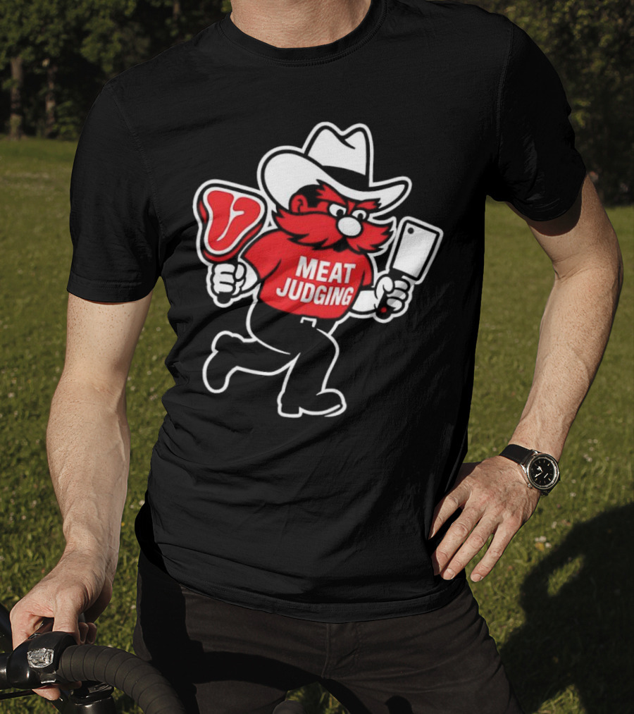 Raider Red Meat Judging Steak Cleaver Cowboy Hat T-Shirt