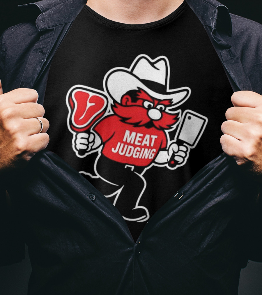 Raider Red Meat Judging Steak Cleaver Cowboy Hat T-Shirt