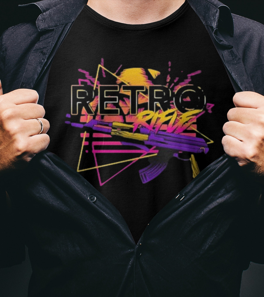 Retro Rifle Graffiti AK-47 Neon Aesthetic T-Shirt