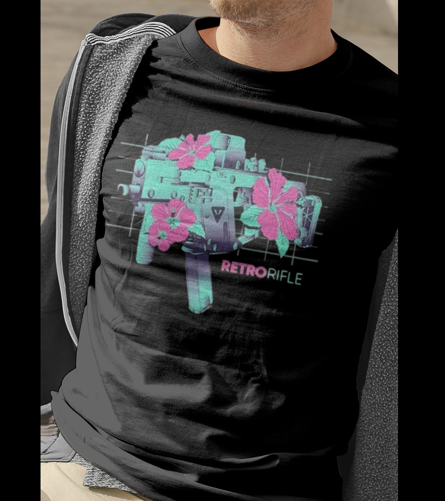 Retro Rifle Floral Fusion Blossoms T-Shirt