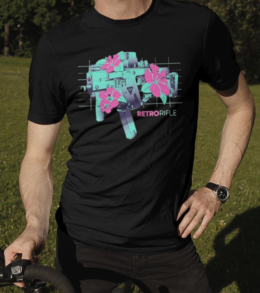 Retro Rifle Floral Fusion Blossoms T-Shirt