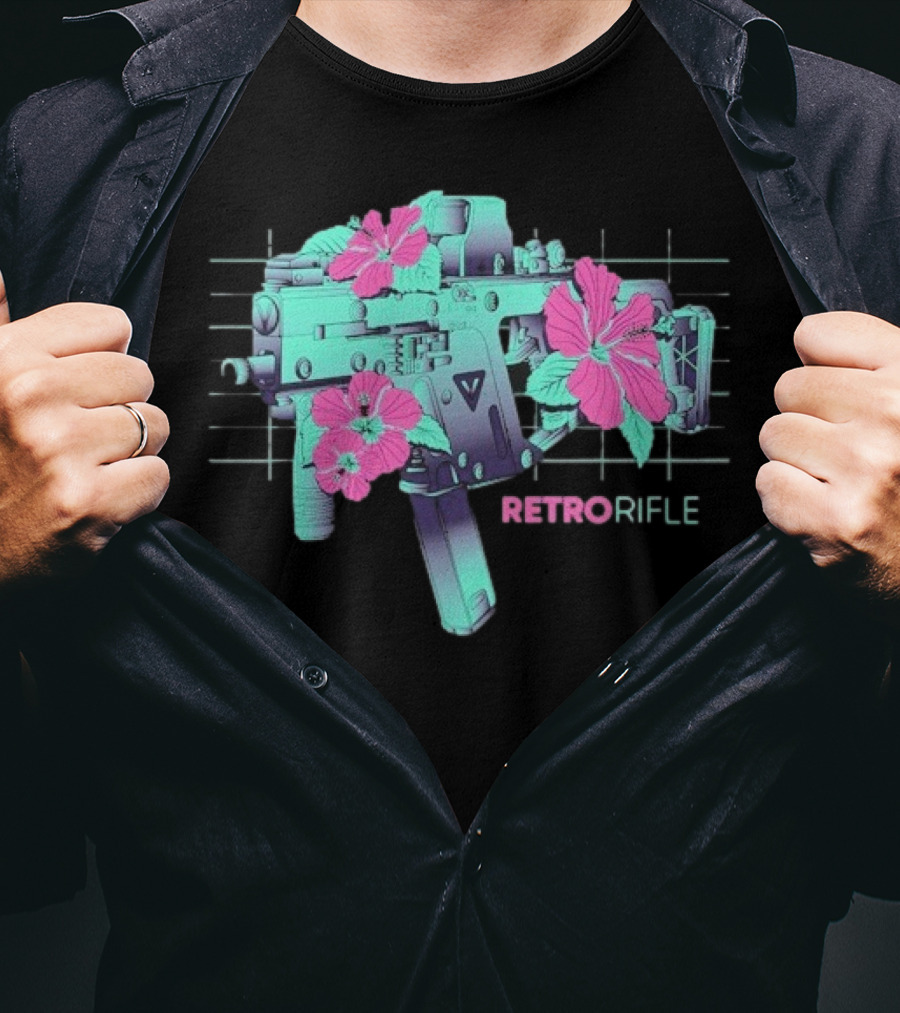 Retro Rifle Floral Fusion Blossoms T-Shirt
