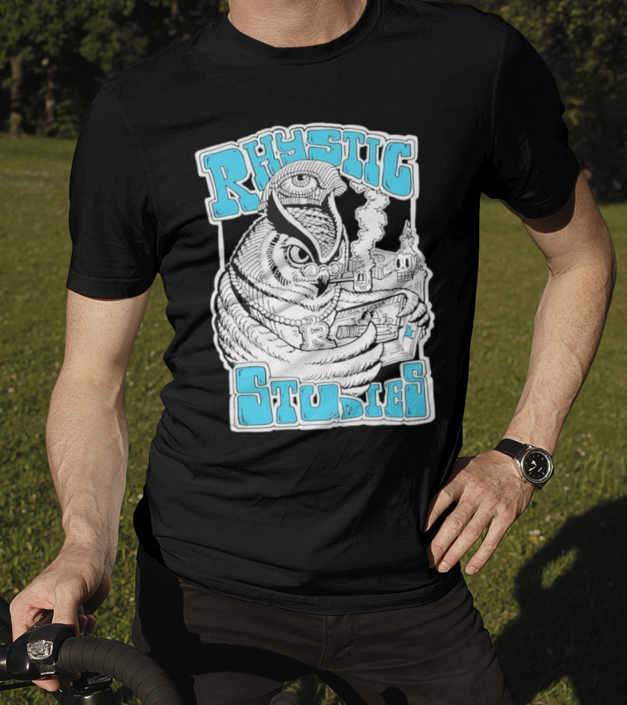 Rhystic Studies Owl Smoking Pipe Reading Book Goldsaber Collaboration T-Shirt