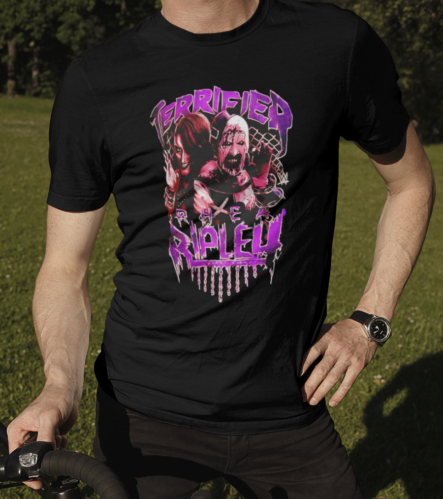 Terrifier Rhea Ripley WWE Crossover Superstar Art Clown Graphic T-Shirt