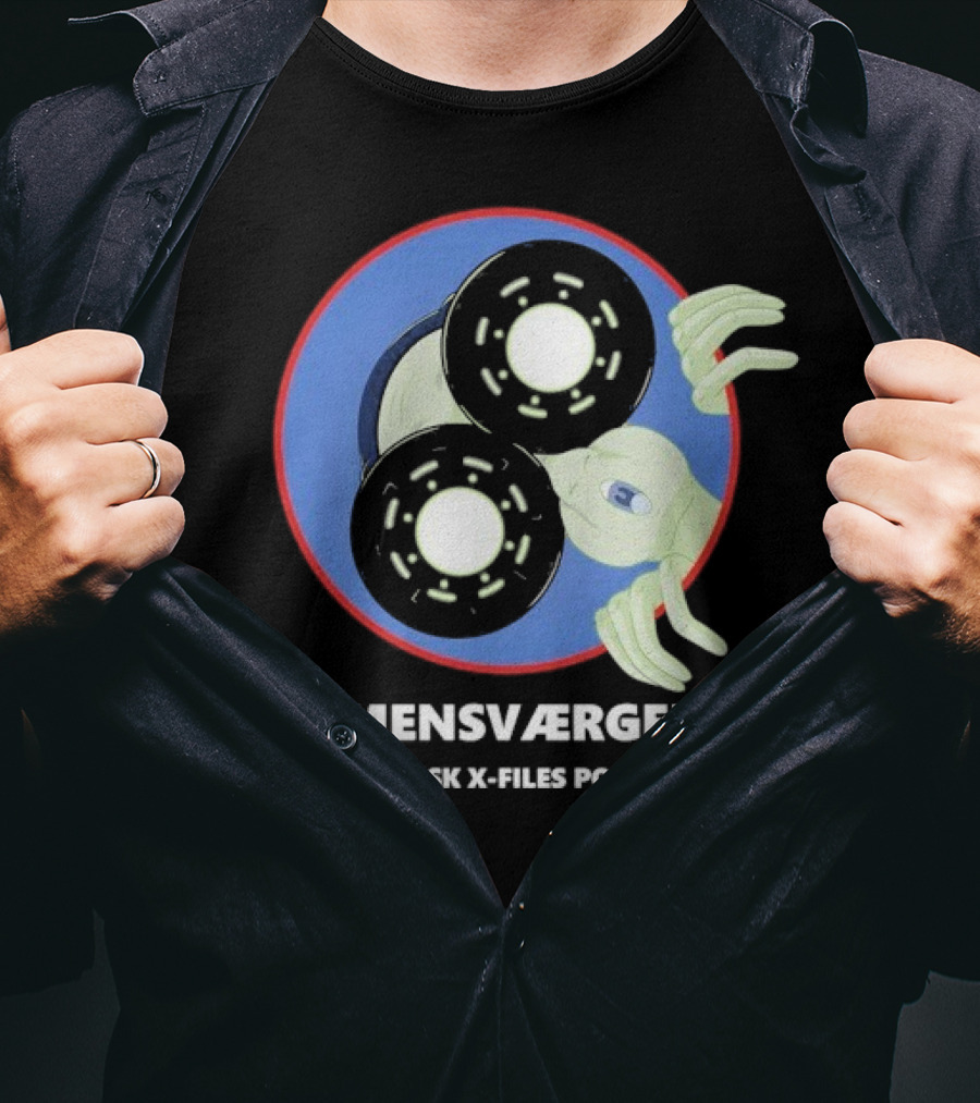 Sammensværgelsen En Dansk X Files Podcast Alien Wheel Design T-Shirt