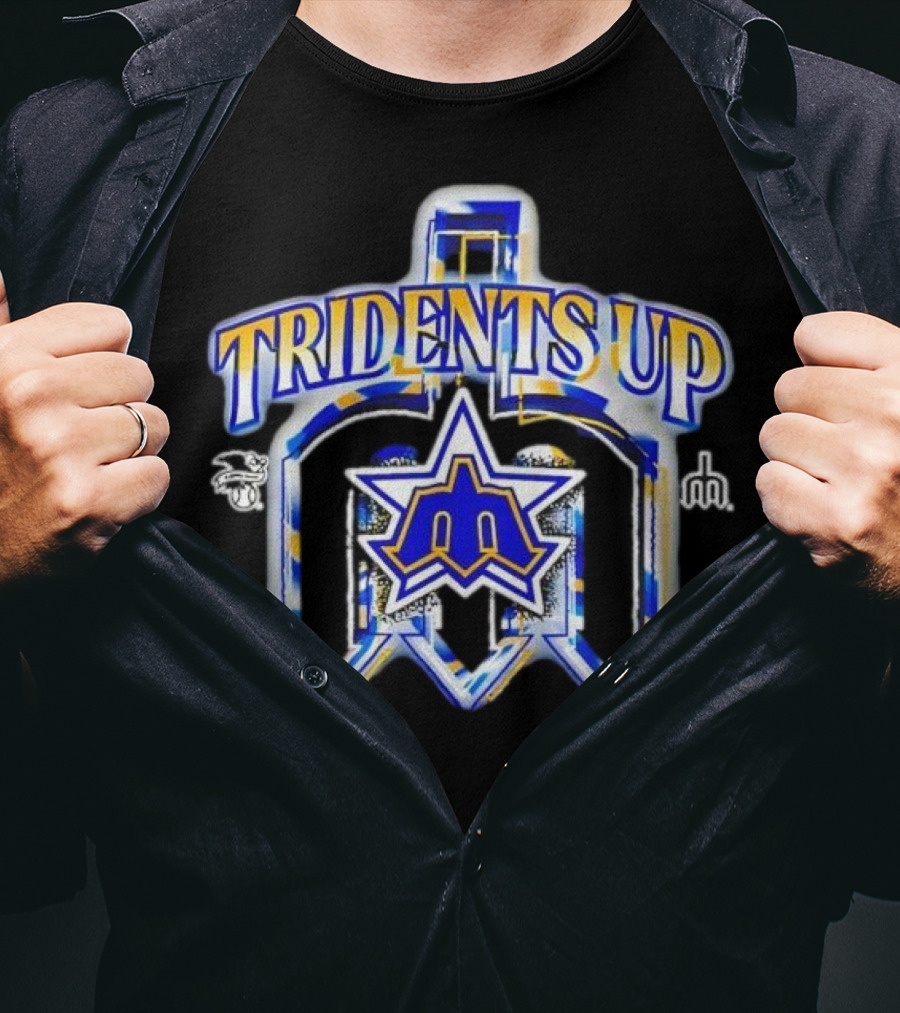 Seattle Mariners Tridents Up Blue Yellow Star MLB Sports Team T-Shirt