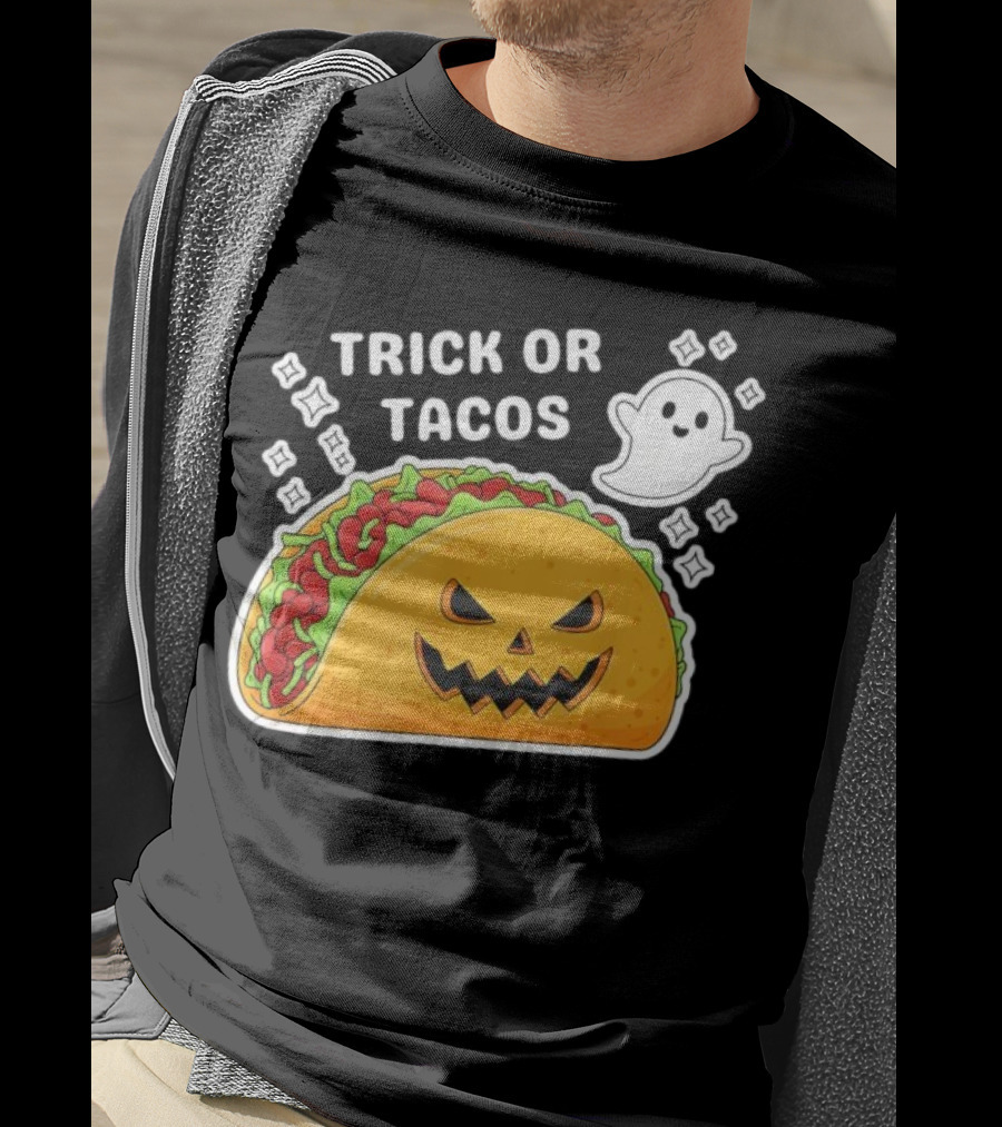Trick Or Tacos Spooky Jack-o-lantern Halloween Mexican Food T-Shirt