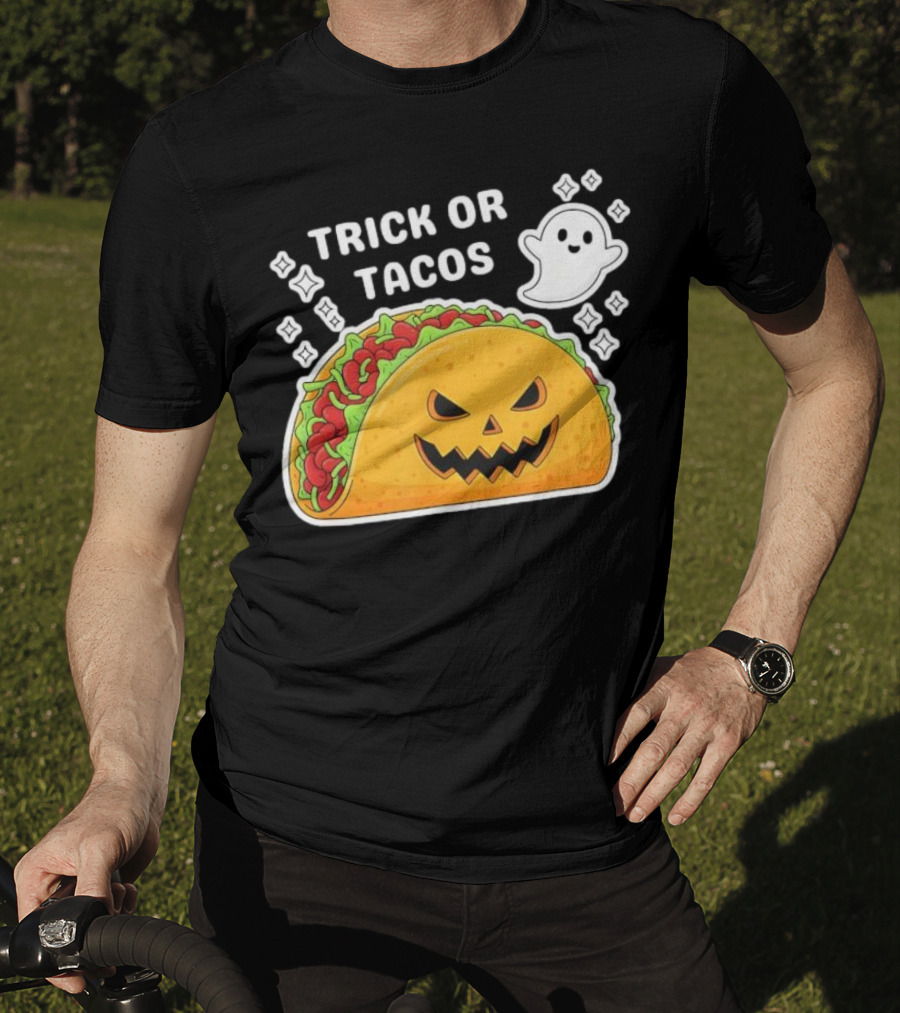 Trick Or Tacos Spooky Jack-o-lantern Halloween Mexican Food T-Shirt