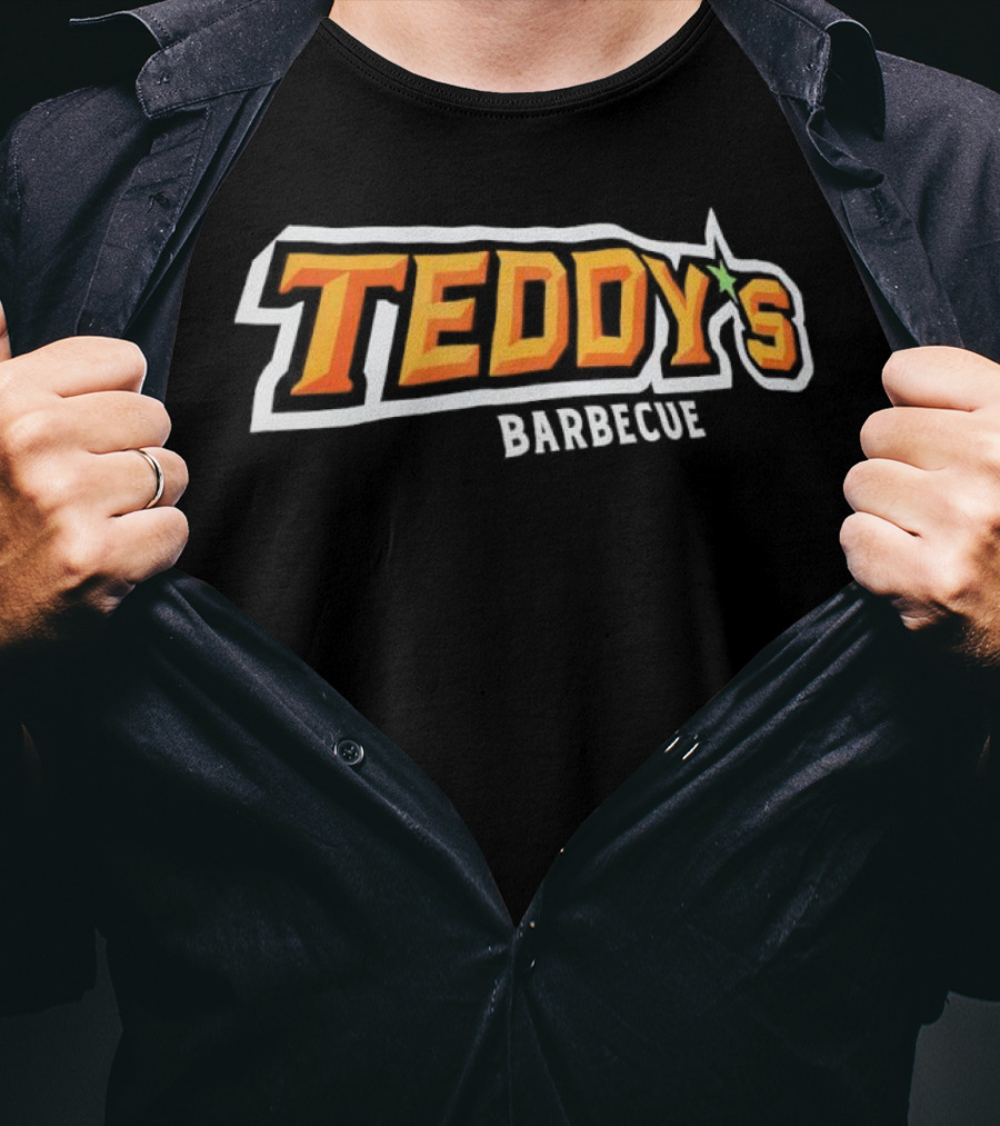 Teddy’s Barbecue Bold Text Style With Green Star Symbol T-Shirt