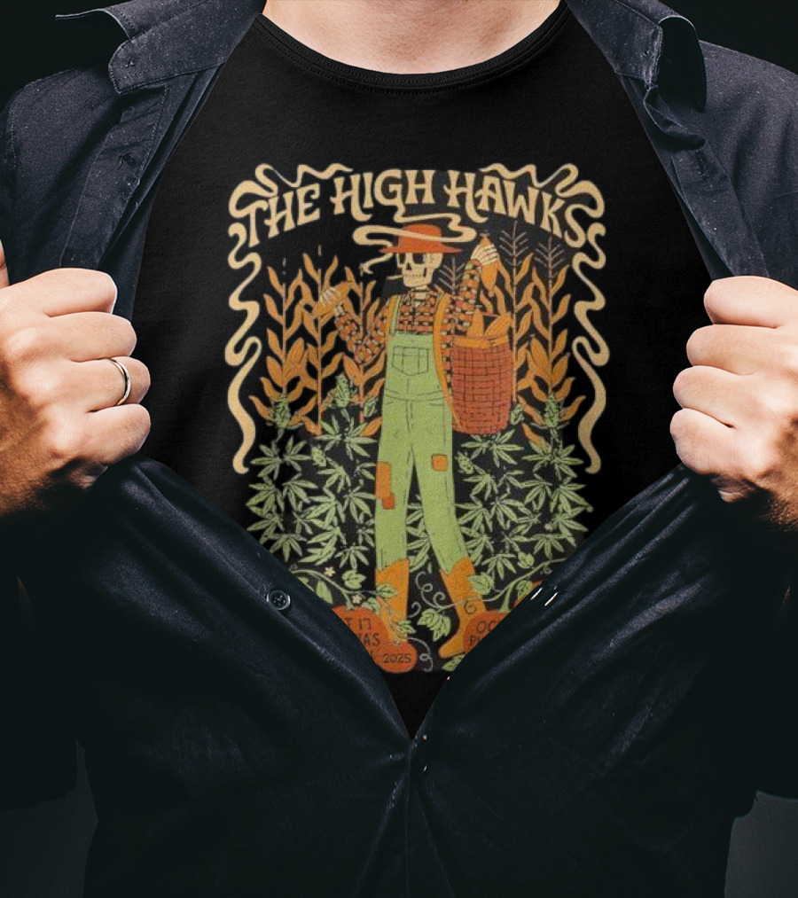 The High Hawks Halloween 2025 Tour Majestic Theatre Garcia's Pines Fest Friendly Valley Tavern T-Shirt