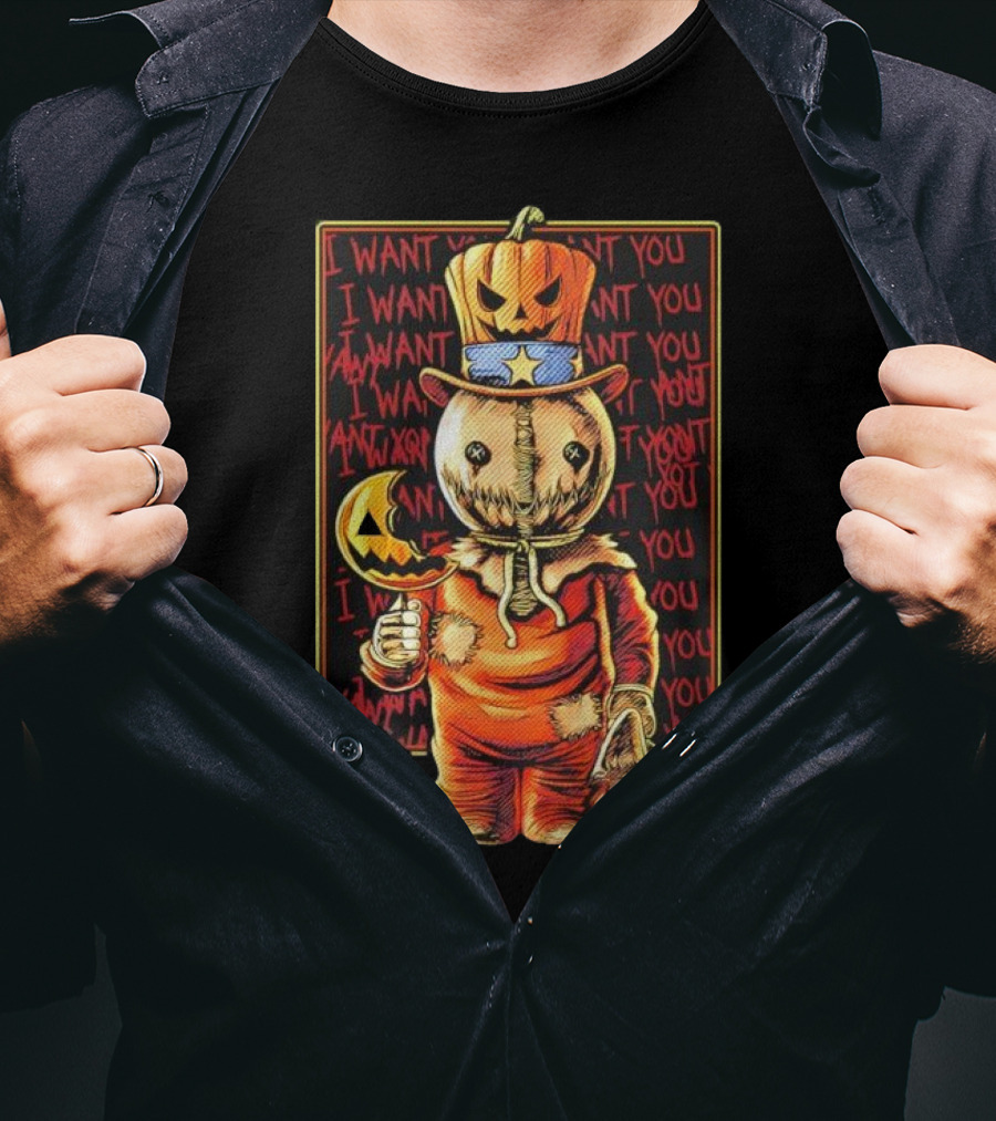 Uncle Sammy Trick 'r Treat Halloween Pumpkin Head I Want You T-Shirt