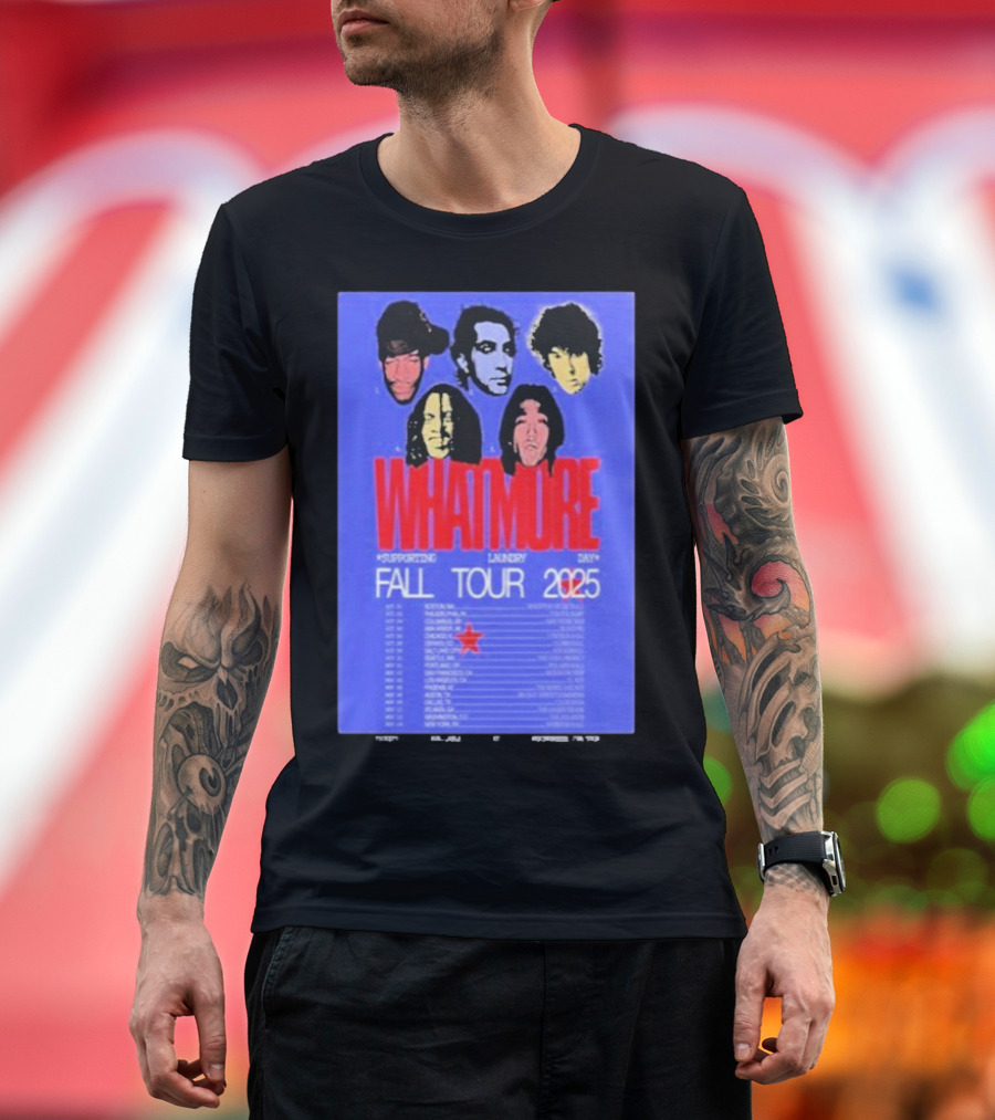 Whatmore Fall Tour 2025 Supporting Laundry Day Band Faces And Tour Dates T-Shirt