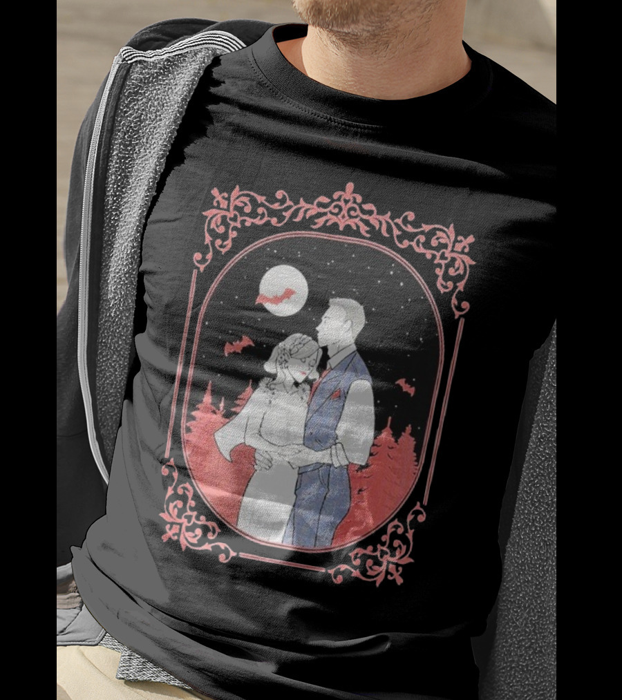 Ali Hazelwood’s Bride And Groom Halloween Romance Under Moonlight T-Shirt