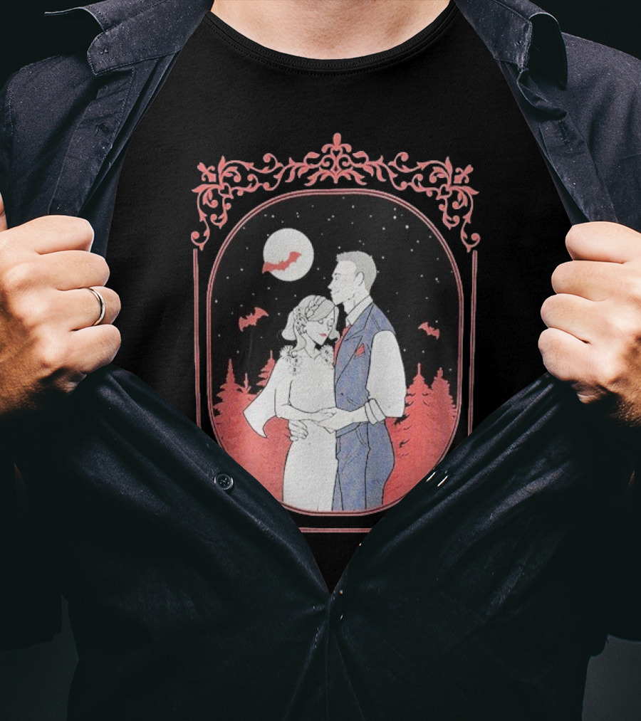 Ali Hazelwood’s Bride And Groom Halloween Romance Under Moonlight T-Shirt