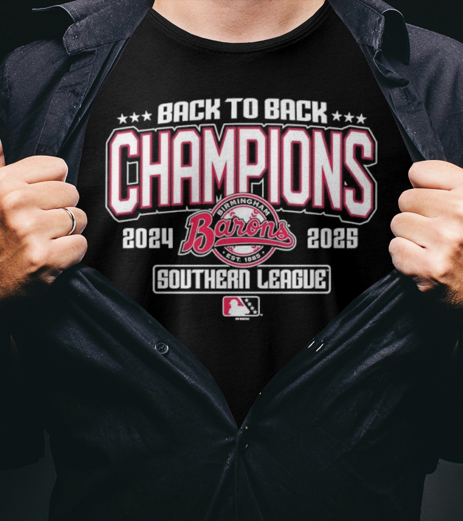 Back To Back Champions Southern League Birmingham Barons 2024 2025 T-Shirt