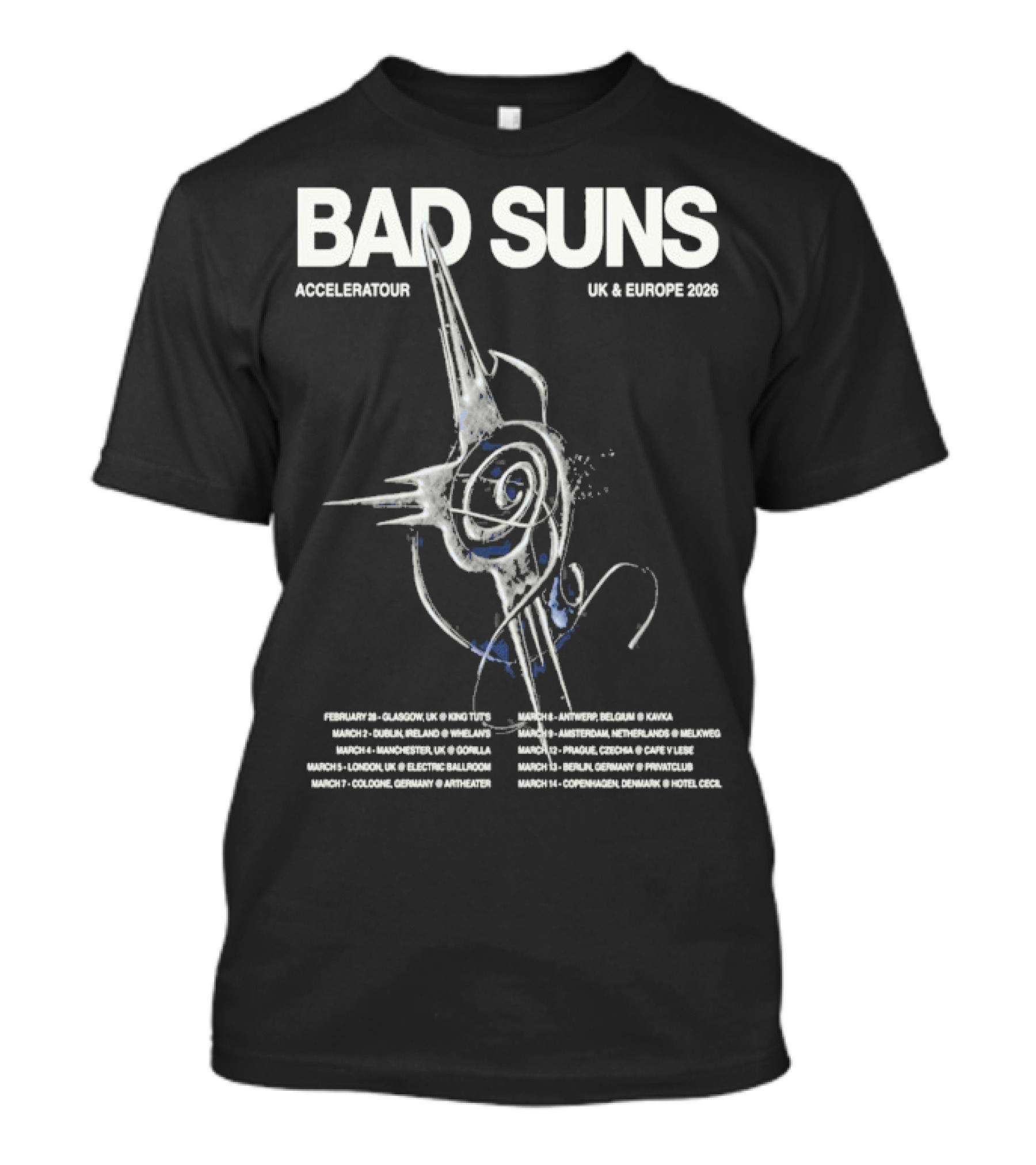 Bad Suns Accelerator UK & Europe 2026 Tour Dates And Locations T-Shirt