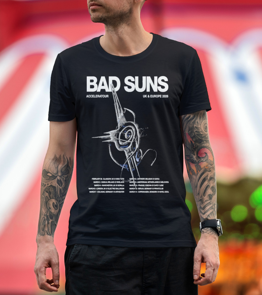 Bad Suns Accelerator UK & Europe 2026 Tour Dates And Locations T-Shirt