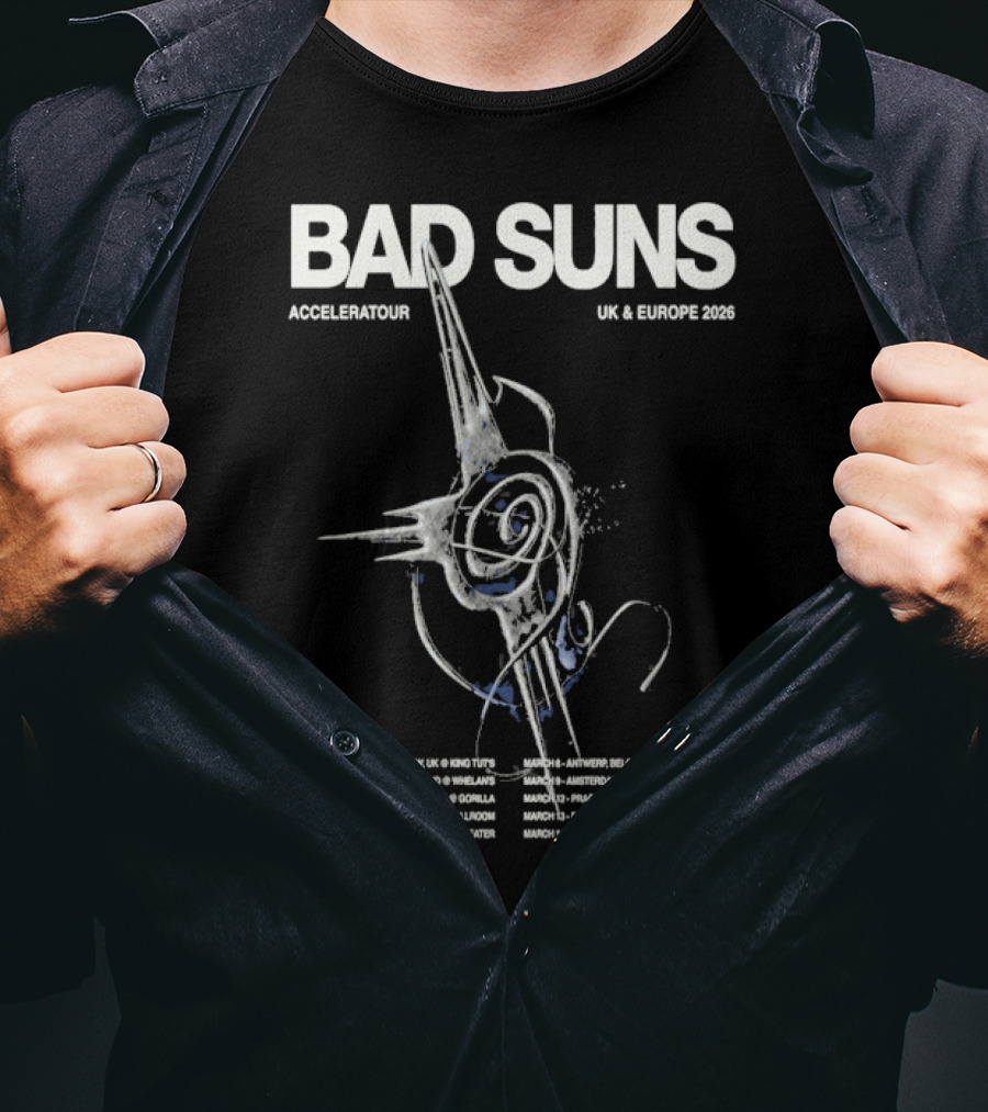 Bad Suns Accelerator UK & Europe 2026 Tour Dates And Locations T-Shirt