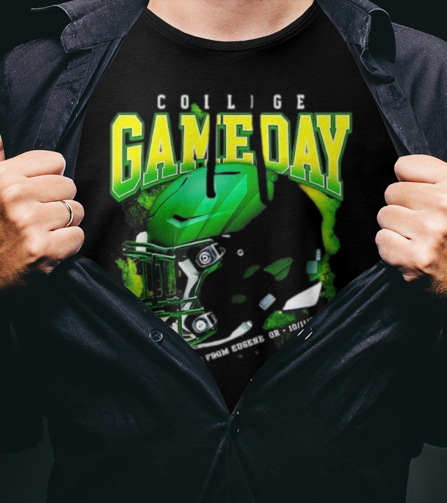 College GameDay Green Football Helmet October Live From Eugene OR 10 11 25 T-Shirt