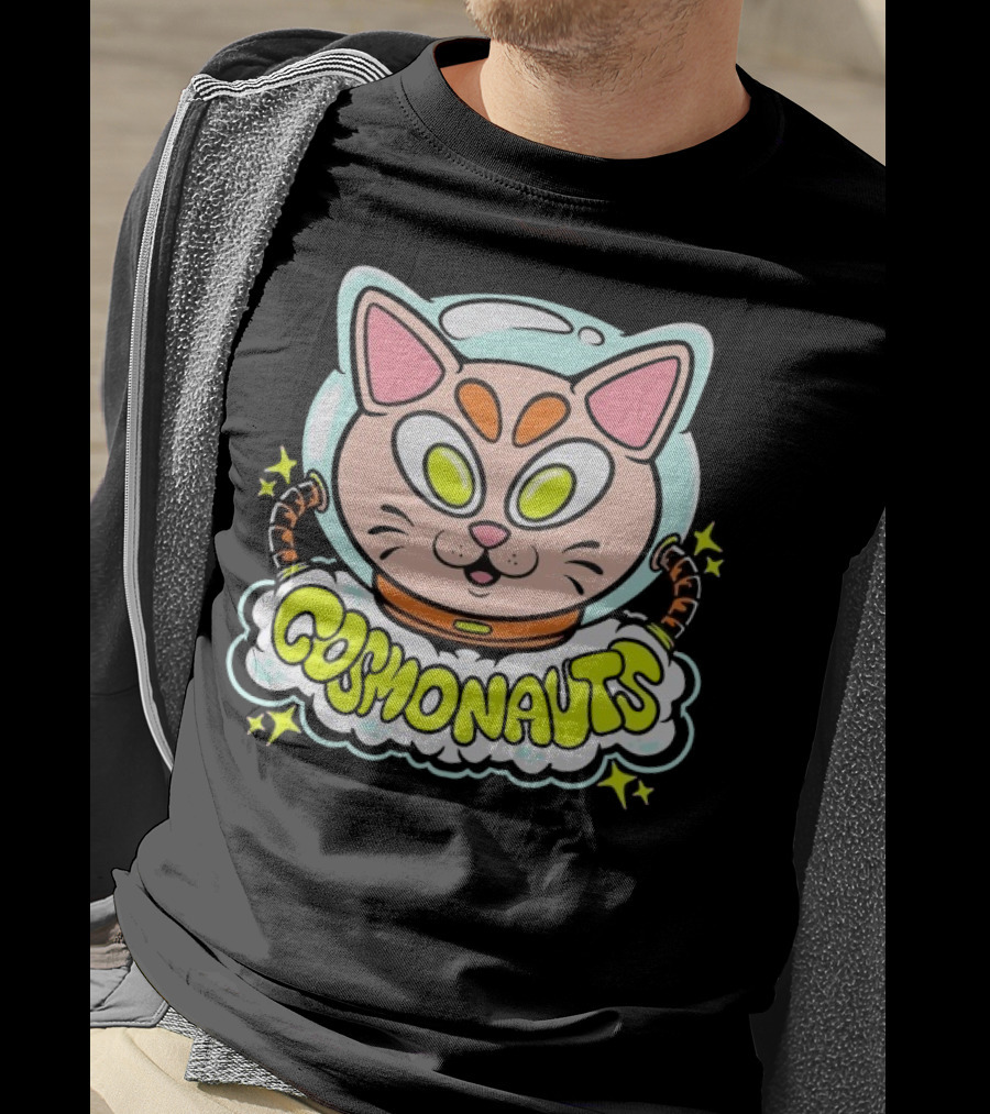 Cosmonauts Sylvester Space Cat Cartoon Logo T-Shirt