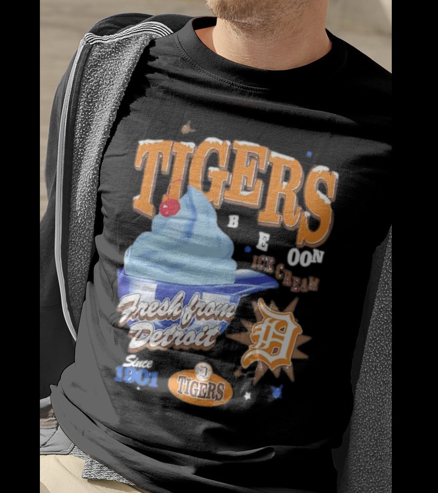 Tigers Blue Moon Ice Cream Fresh From Detroit Since 1901 T-Shirt