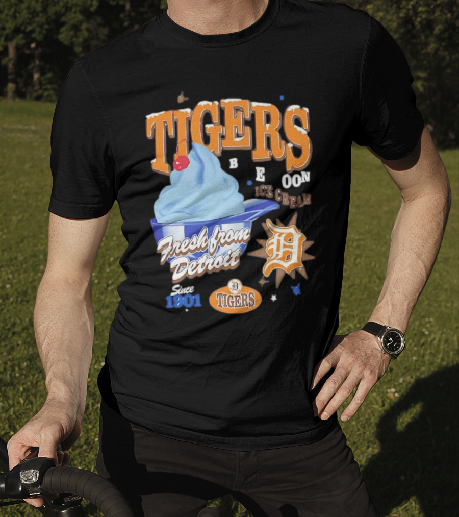 Tigers Blue Moon Ice Cream Fresh From Detroit Since 1901 T-Shirt