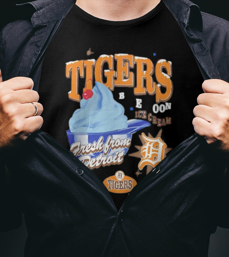 Tigers Blue Moon Ice Cream Fresh From Detroit Since 1901 T-Shirt