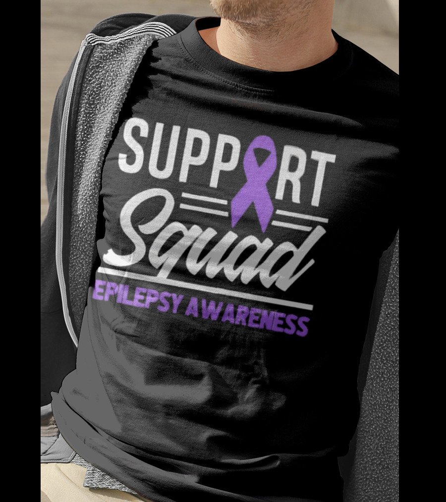 Support Squad Epilepsy Awareness Purple Ribbon T-Shirt