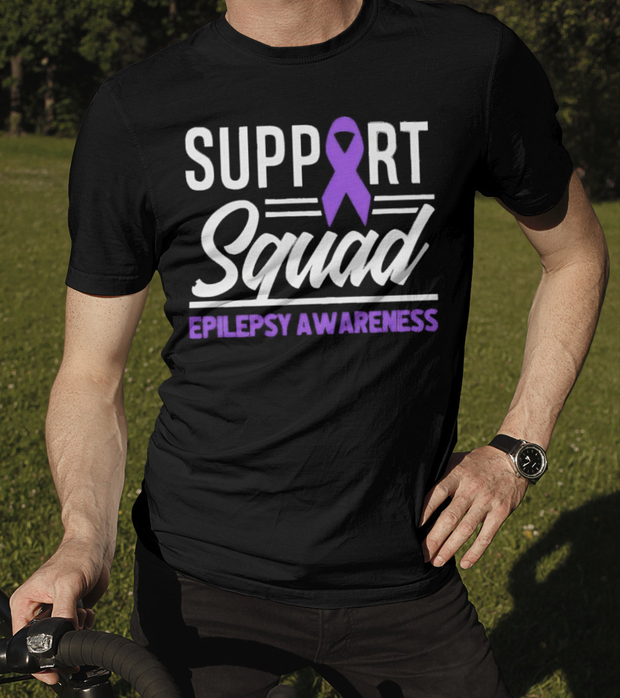 Support Squad Epilepsy Awareness Purple Ribbon T-Shirt