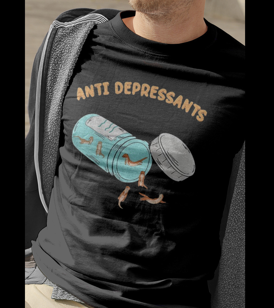Anti Depressants Otter Pill Bottle Twist Fun T-Shirt