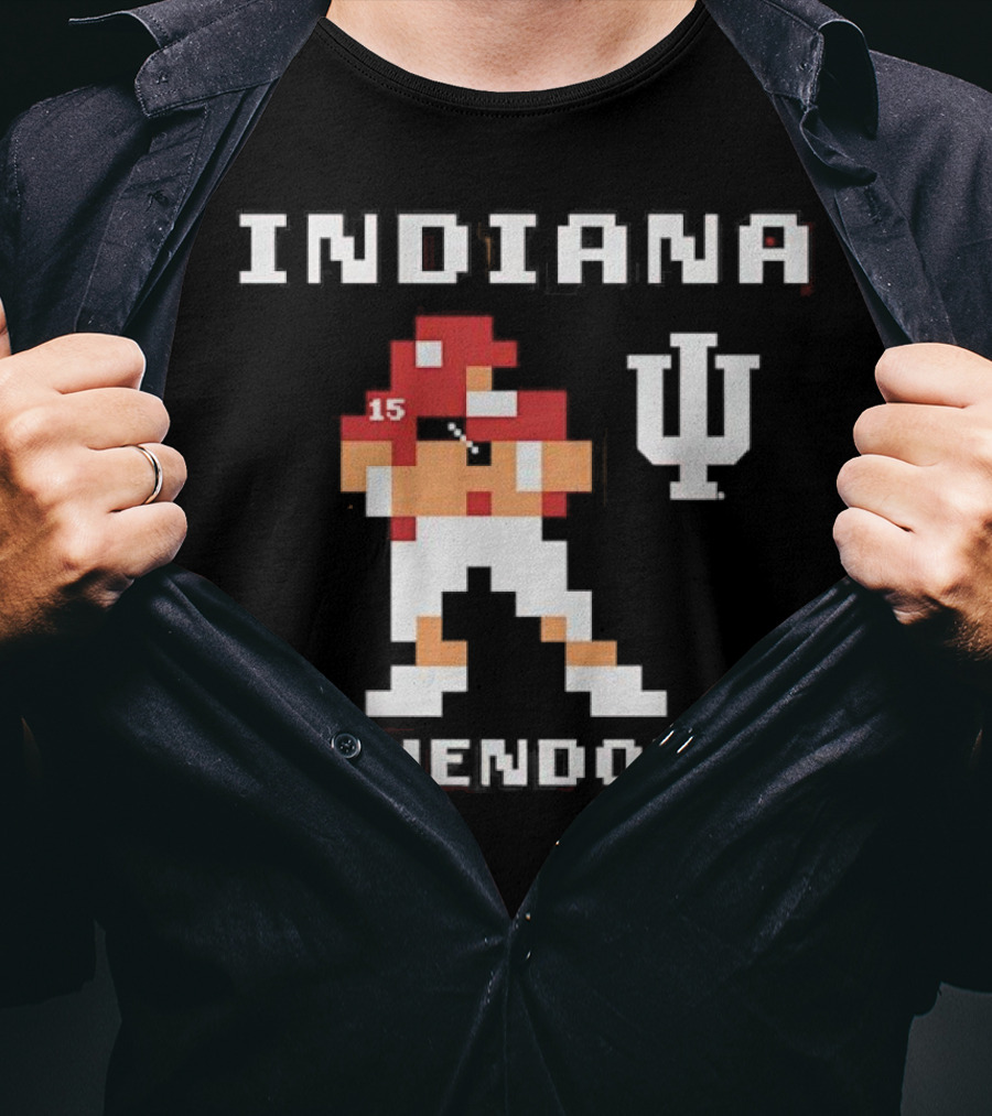 Indiana Football F. Mendoza Retro Pixel Art Player Number 15 T-Shirt
