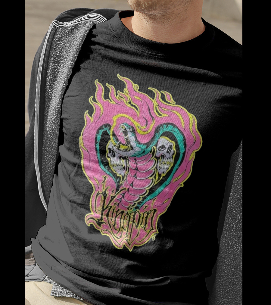 Kingpin Cobra Snake With Skulls And Flames T-Shirt