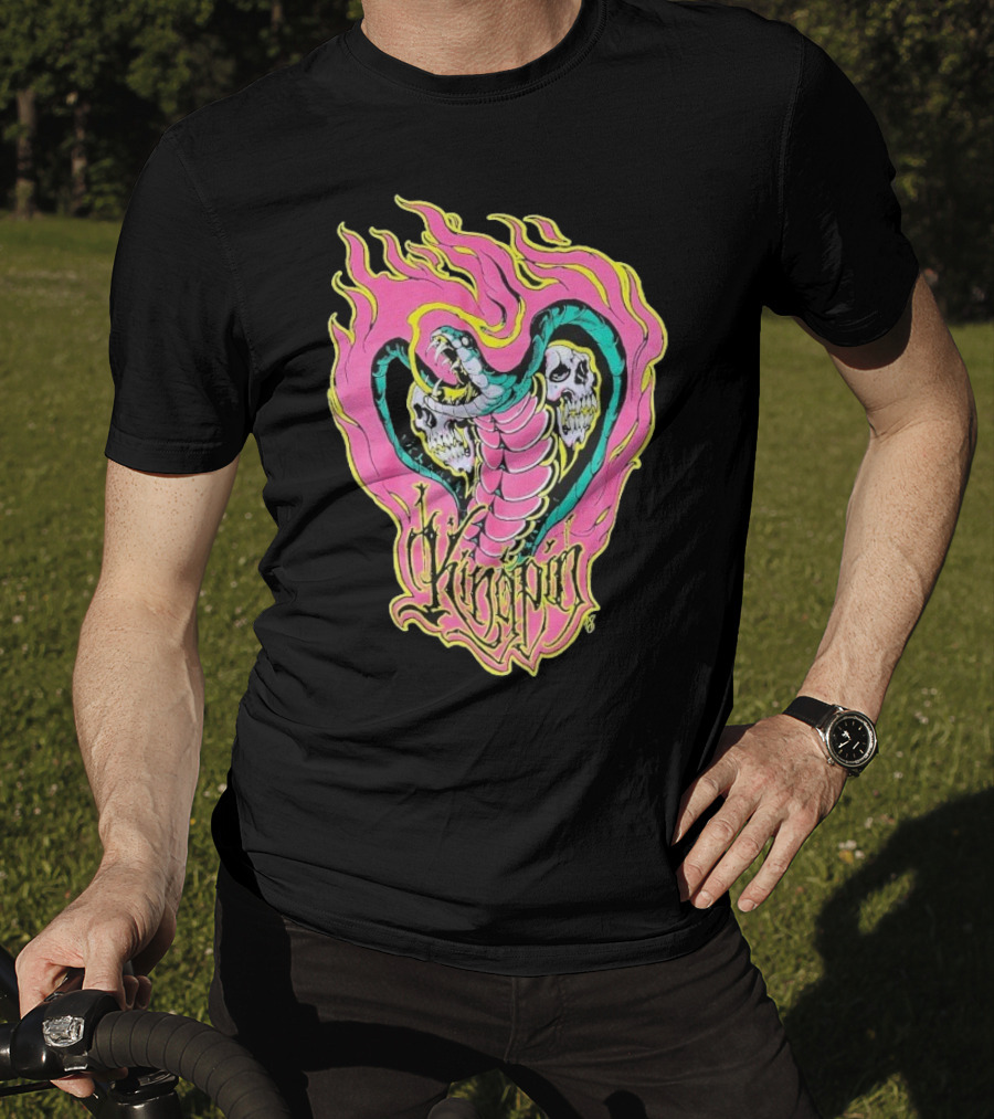 Kingpin Cobra Snake With Skulls And Flames T-Shirt