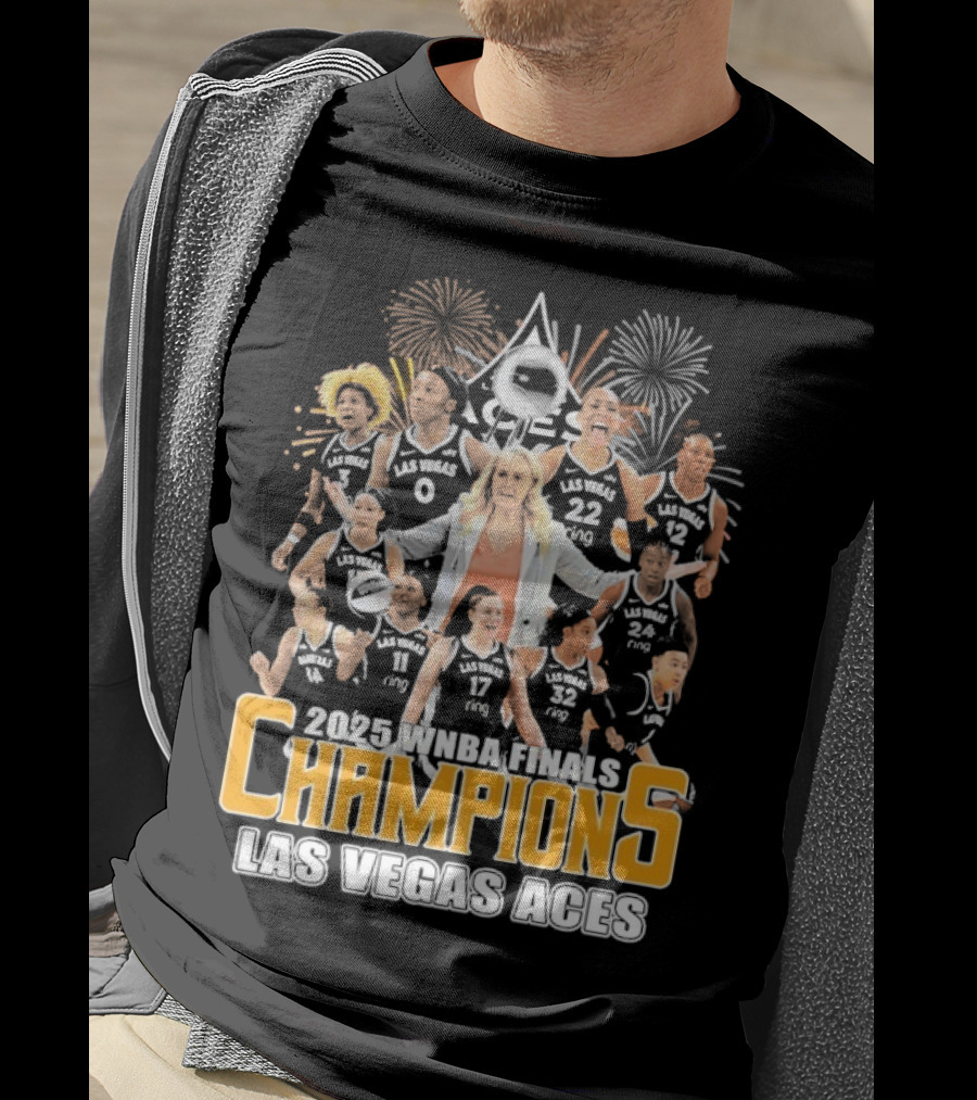 2025 WNBA Finals Champions Las Vegas Aces Team Celebration T-Shirt