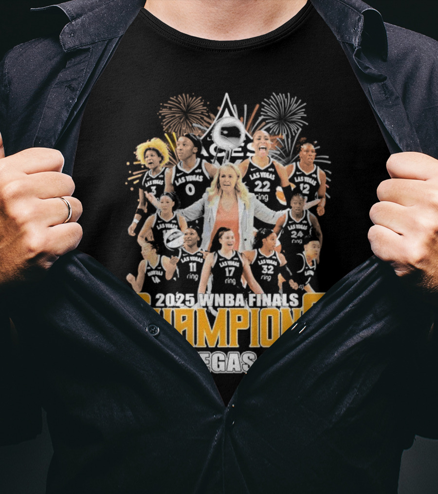 2025 WNBA Finals Champions Las Vegas Aces Team Celebration T-Shirt