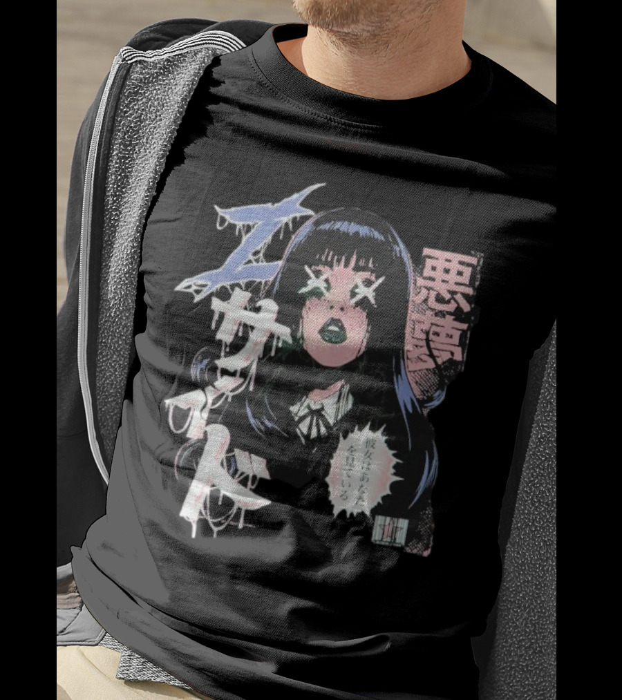 Laurenzside Spooky Japanese Horror Manga Style T-Shirt