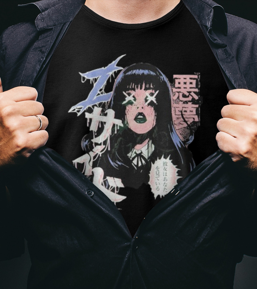 Laurenzside Spooky Japanese Horror Manga Style T-Shirt