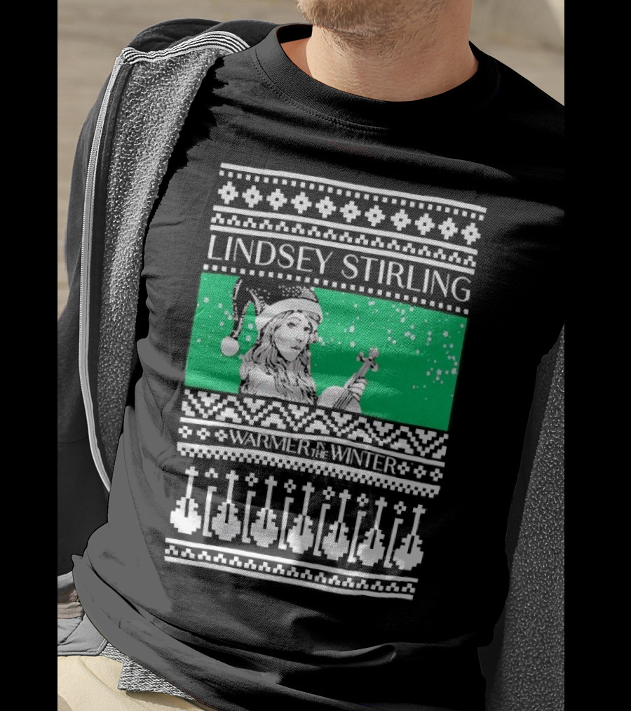 Lindsey Stirling Warmer In The Winter 8 Bit Ugly Holiday Xmas Christmas Santa Violin T-Shirt