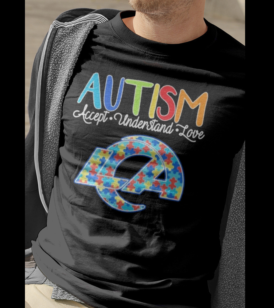 Los Angeles Rams Autism Accept Understand Love Puzzle Rams T-Shirt