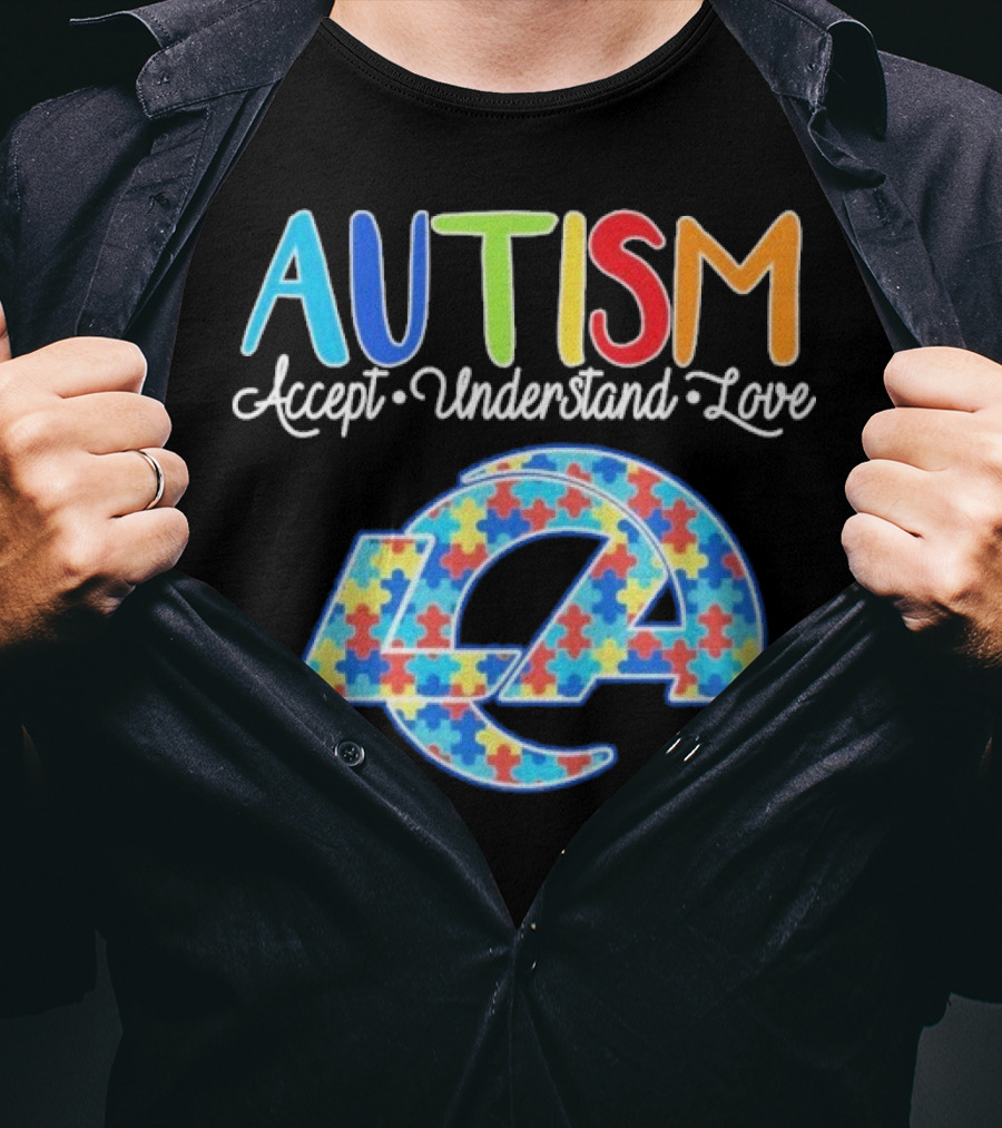Los Angeles Rams Autism Accept Understand Love Puzzle Rams T-Shirt