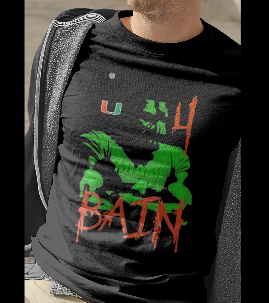 Miami Hurricanes Bain Player U 4 Green-Orange Heroes T-Shirt