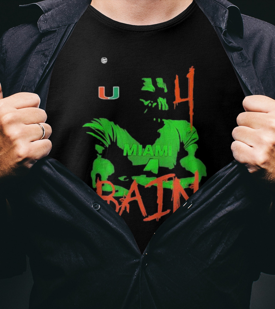 Miami Hurricanes Bain Player U 4 Green-Orange Heroes T-Shirt