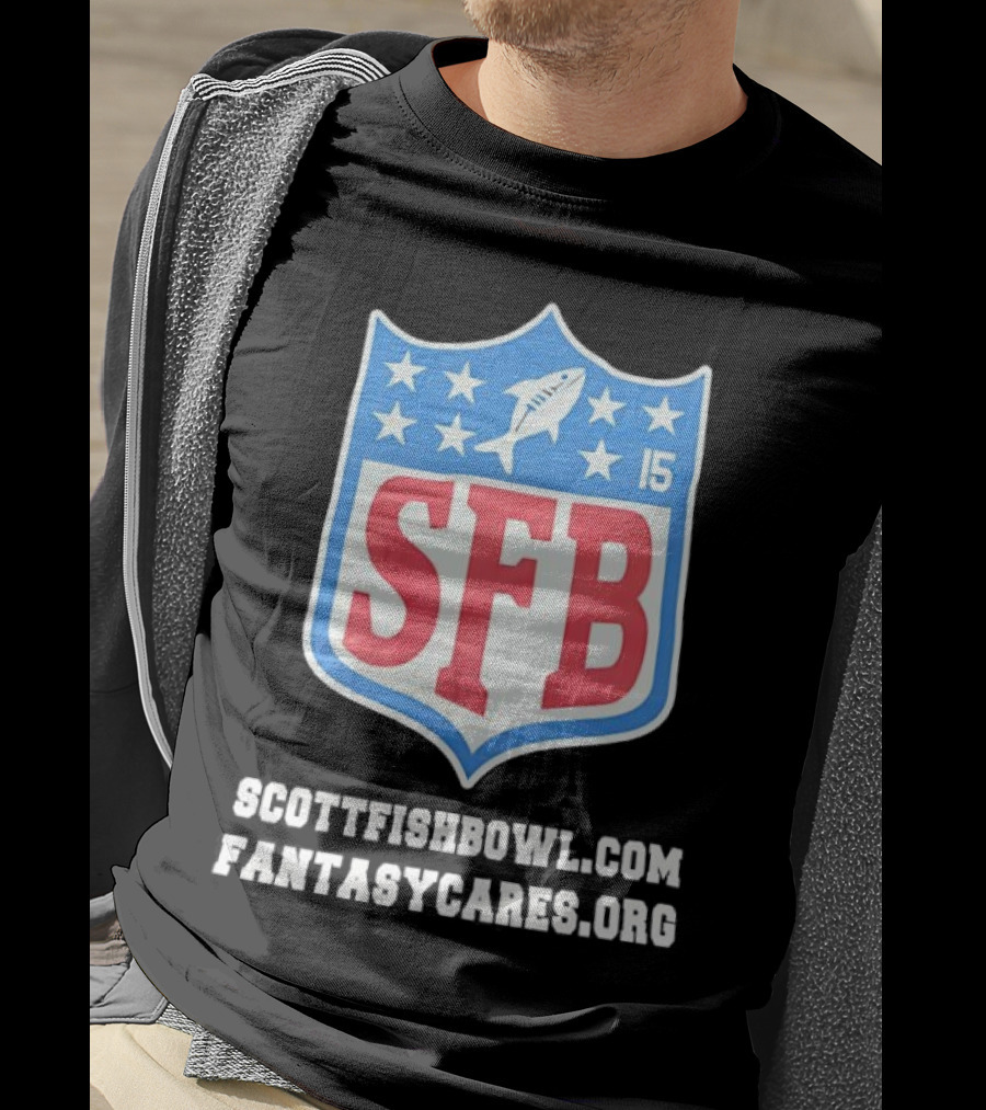 Scott Fish Bowl 15 SFB FantasyCares NFL Shield T-Shirt